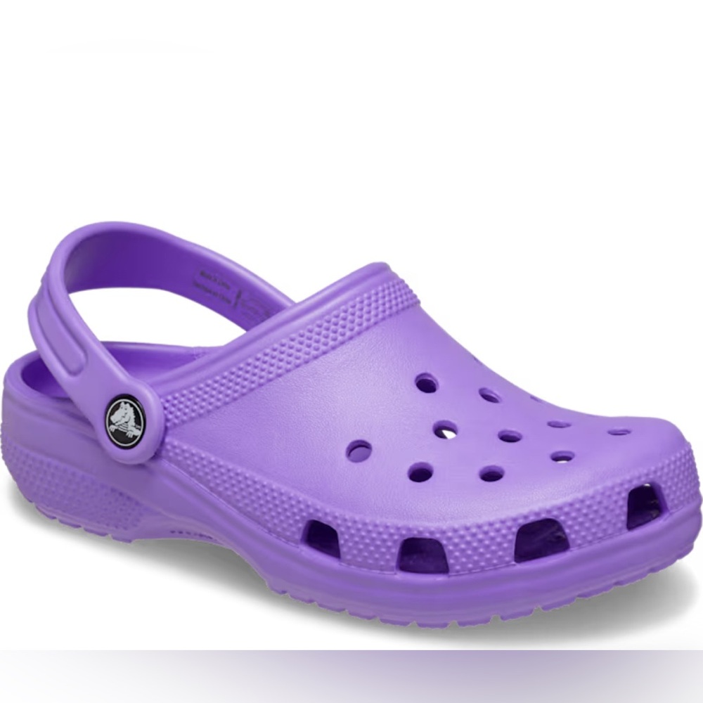 Kids size 5 galaxy purple crocs NWT
